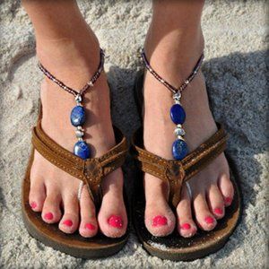 3/$30 B2G1 FREE! Sun Sandals Bonita BlueGold stone